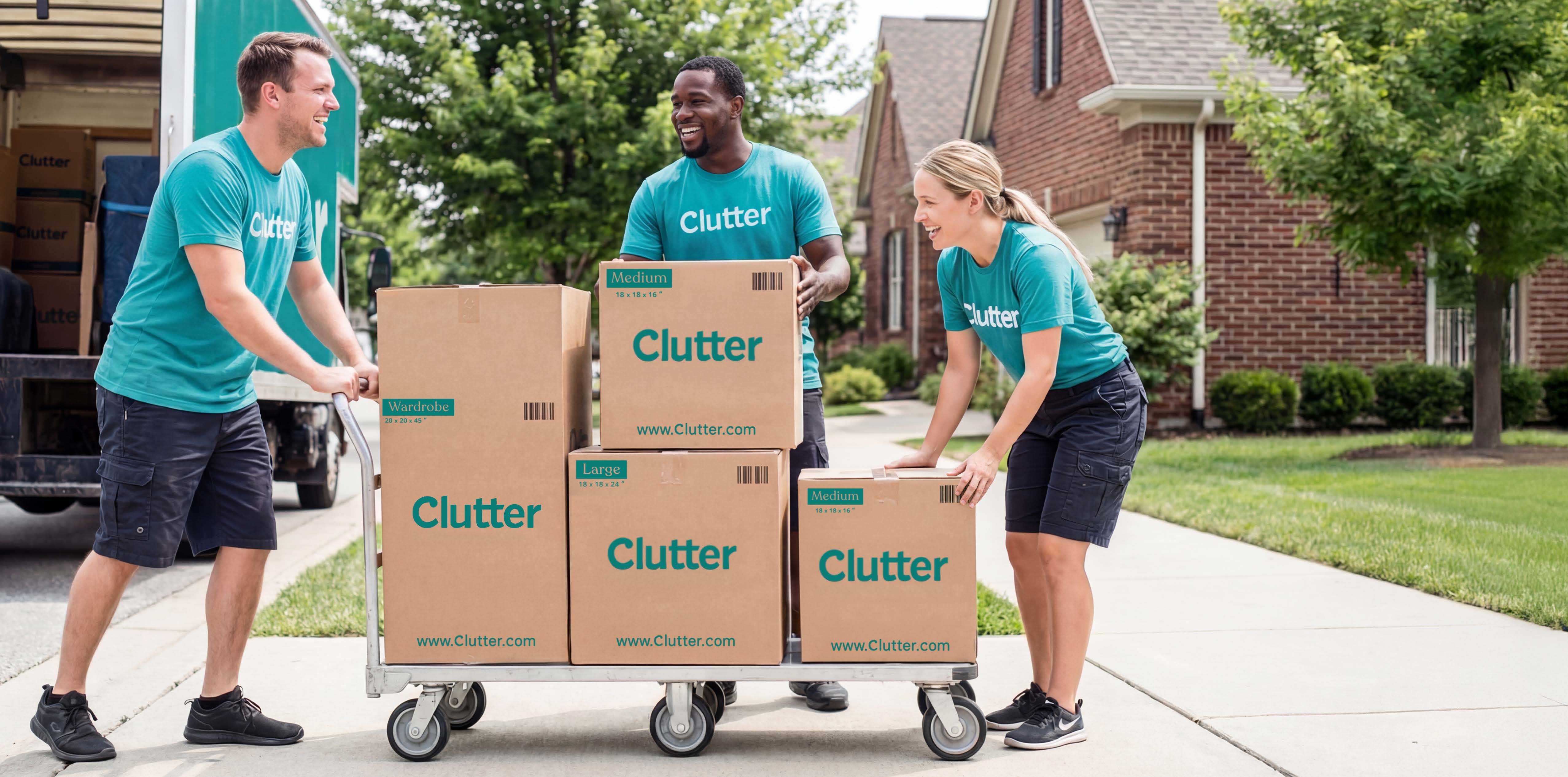 Clutter lifestyle — family with movers