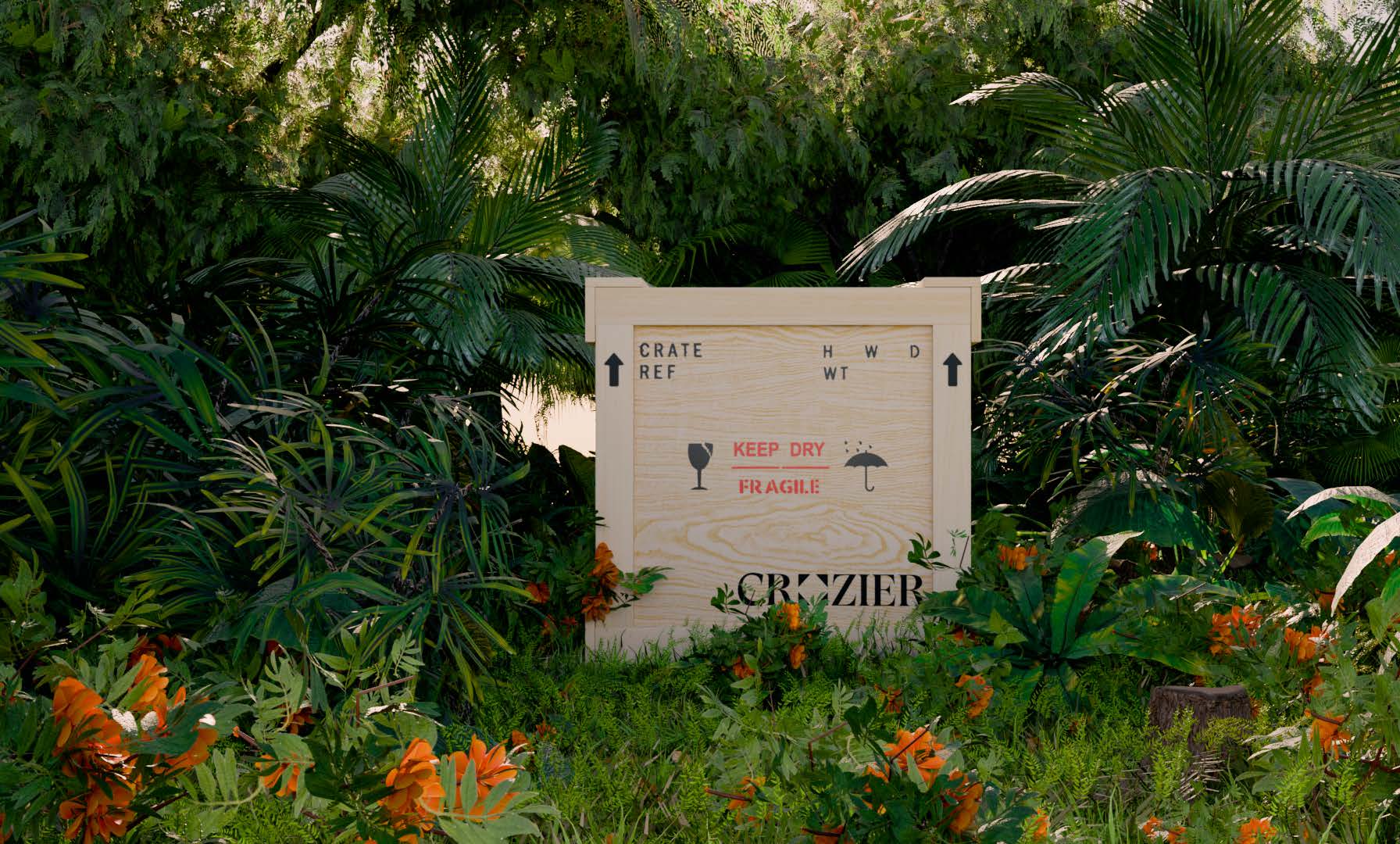 Crate in tropical setting
