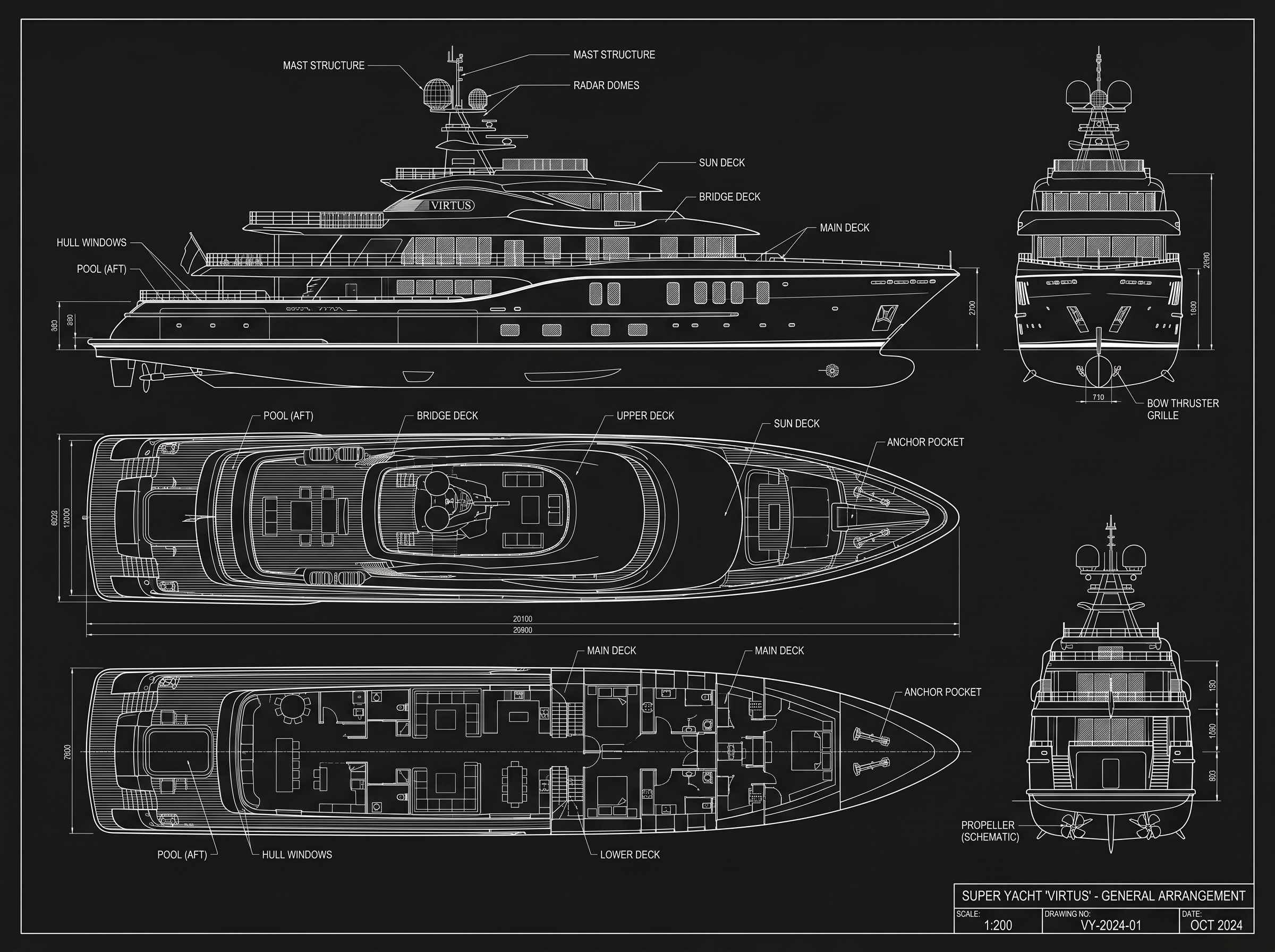 CAD drawing for PLVS VLTRA &mdash; hull and deck geometry